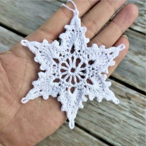 Palline all'uncinetto fatte a mano albero di Natale ornamenti natalizi 1 set di 10 fiocchi di neve - Foto 1 di 6