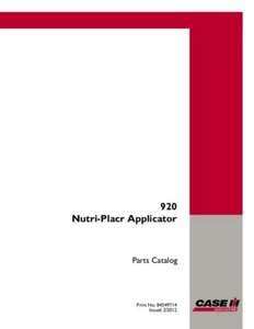 CASE IH 920 NUTRI-PLACR APPLICATOR PARTS CATALOG - Picture 1 of 1