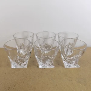 6 Ricci Quaddro Crystal 3.5" Old Fashioned Tumblers Twist Design - Picture 1 of 6