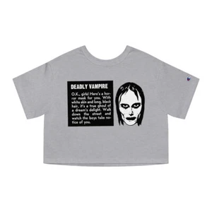 Deadly Vampire "True Ghoul" Champion Women's Heritage Cropped T-Shirt - Picture 1 of 7