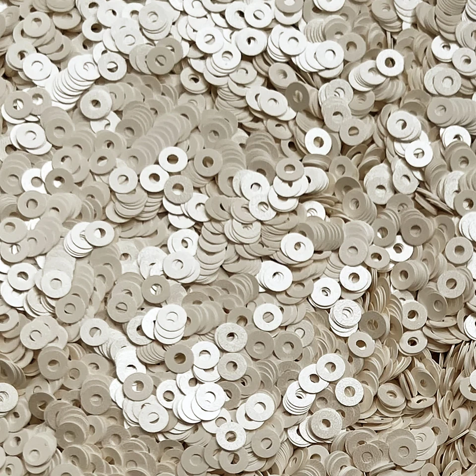 4mm Flat Sequins Cream Vanilla Opaque Satin Pearl Medium Hole - Image 1 of 1