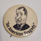 Vintage "An American Tragedy" Anti-Nixon Watergate 1973 Political Pinback Button