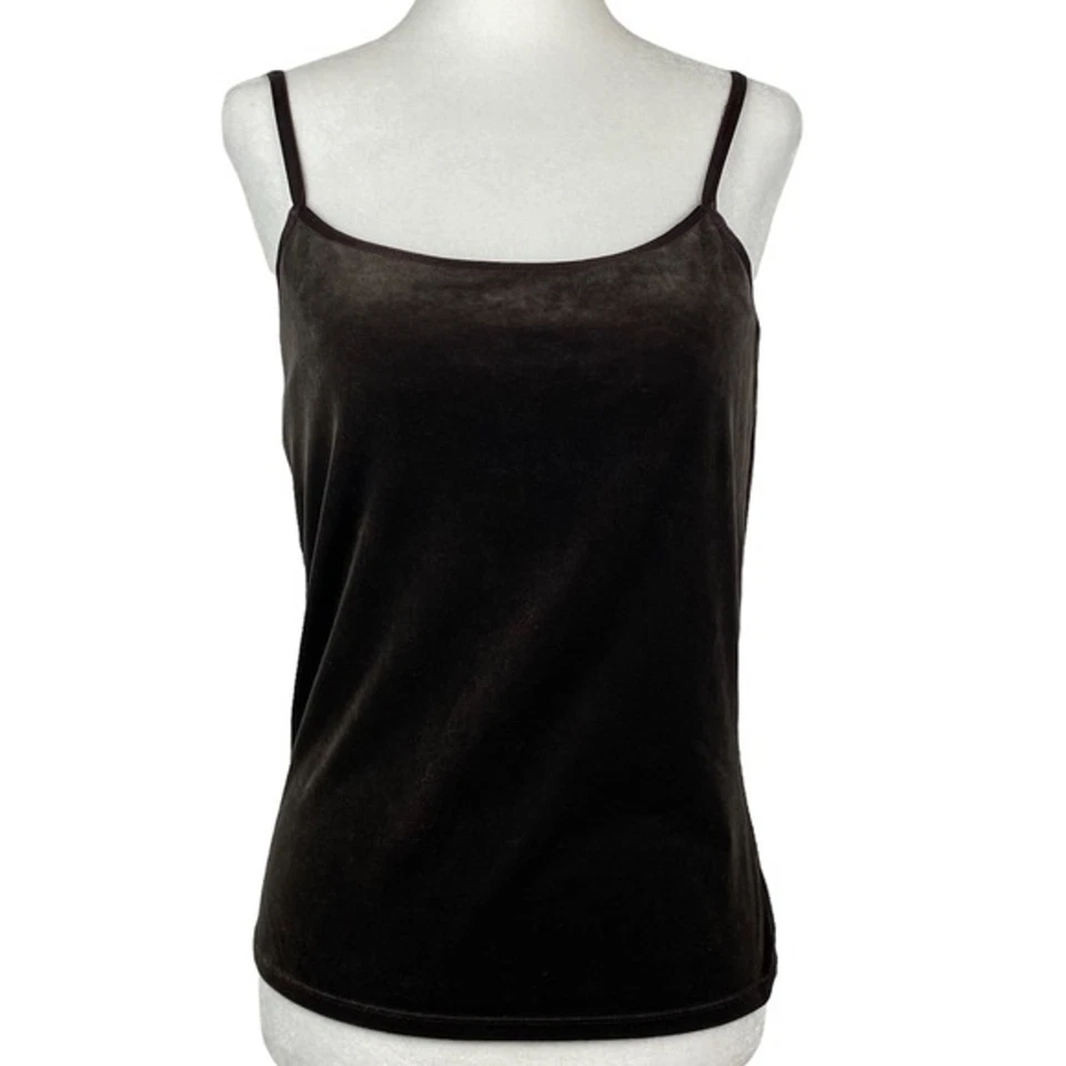 Camiseta sin mangas J.Jill para mujer pequeña marrón terciopelo damas elástica sin mangas informal Foto 1 de 4