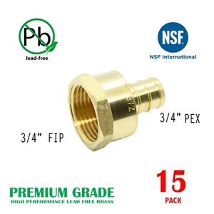 15 STÜCK 3/4" PEX x 3/4" FIP Innengewinde Adapter - MESSING CRIMPFITTINGE (BLEIFREI) - Bild 1 von 2