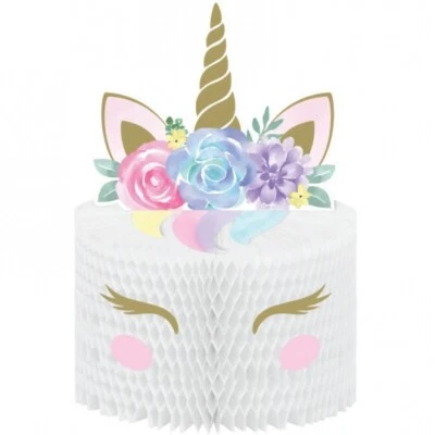 Unicorn Baby Honeycomb Centerpiece Paper 11.75" x 7.5" Unicorn Baby Decoration - Image 1 of 2