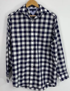 Tommy Hilfiger Shirt Men's Medium Regular Fit Dress Blue/White Check - Picture 1 of 10