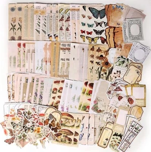 200 Pcs Vintage Junk Journal Supplies Scrapbooking Kit for Art Collage Album - Picture 1 of 8