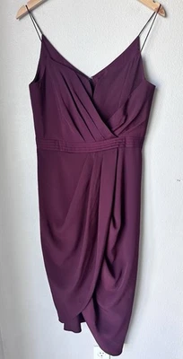 Portmans Signature Maroon Drape Dress Midi Womens Size 12 NWT Spaghetti Strap - Imagem 1 de 4