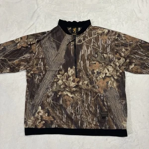 Pullover Vintage Browing Camo Barrera Vellón 1/4 Cremallera Roble Mossy Breakup Grande Años 90 - Imagen 1 de 6
