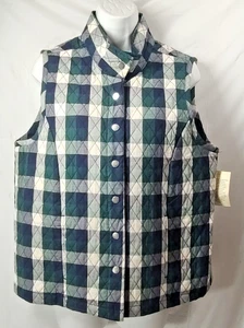 Chaleco Acolchado Baxter & Wells Pequeño Azul Verde A Cuadros Ligero Bordado Nuevo con Etiquetas - Imagen 1 de 12