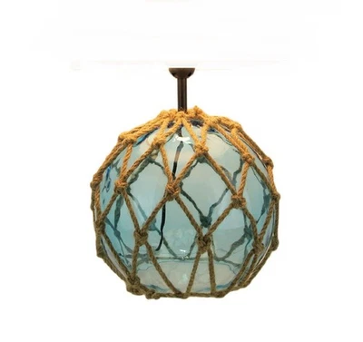 Scratch & Dent Blue Rope and Glass Nautical Buoy Style Lamp Base - Image 1 of 4