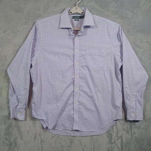 Lauren Ralph Lauren Men Shirt 17.5 36/37 Classic Fit Long Sleeve Purple Check - Picture 1 of 5