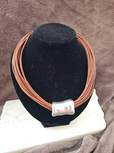 Silpada ciondolo argento sterling 925 14 fili collana pelle astratta - Foto 1 di 4