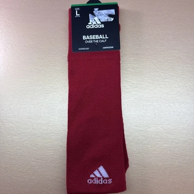Adidas Baseball Over The Calf Aeroready Compression Socks Size Large 9-13 Red - Image 1 of 4
