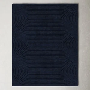 Tillie Rug Handmade Hand Tufted Wool Navy Area Rugs For Bedroom, Unique Rug 8x10 - Picture 1 of 5