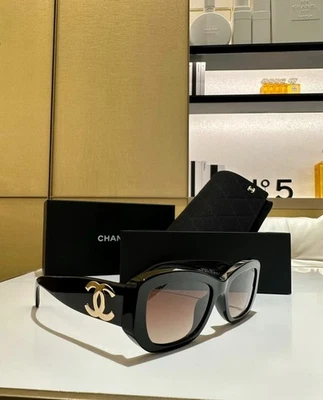 GAFAS DE SOL CHANEL MARCO NEGRO LENTES MARRONES 100% AUTÉNTICAS 2025 CLÁSICAS 5493 Foto 1 de 4