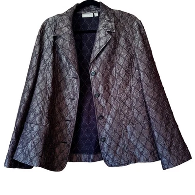 Croft & Barrow Blazer Jacket Womens L Gray Quilted Button Front Career Coat - Image 1 of 4