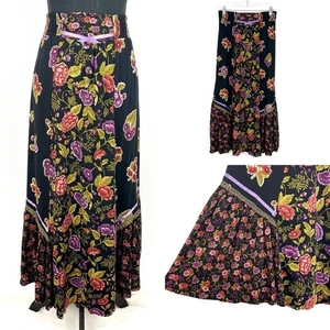 Maxi Falda Vintage Años 80 90 Floral Volantes Cintura Elástica Pradera Cabaña Elegante - Imagen 1 de 9