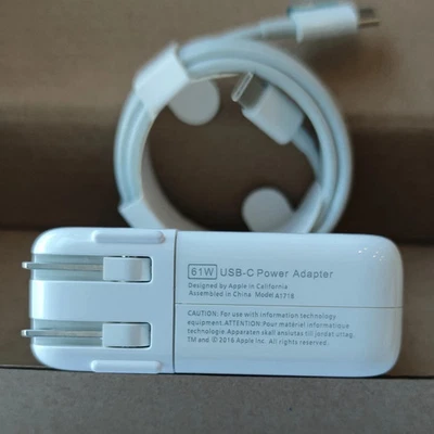 OEM 61W USB C Type C Adapter Charger for Apple MacBook PRO 13" A1718 + Cable NEW - Image 1 of 4