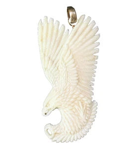 Fliegender Adler Vogel Bali individuell geschnitzt Knochenschuppen Geweih Anhänger oder Schlüsselanhänger Charm - Bild 1 von 3