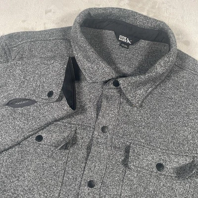 Eddie Bauer Fleece Sweater Shirt Jacket Gray Snap Button Up Shacket Mens L - Image 1 of 4