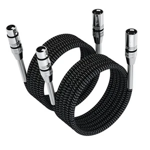 XLR Cable 33ft-2 Pack, Microphone Cable Nylon Braided XLR Male to Female Heav... - Picture 1 of 7