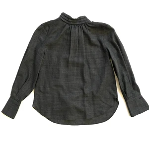Brunello Cucinelli Blouse Shirt Top Womens Small Gray Herringbone Long Sleeve - Picture 1 of 13