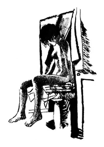 BAUDOIN FEMME ASSISE TIRAGE FORMAT A4 PAPIER TEXTURÉ - Bild 1 von 1