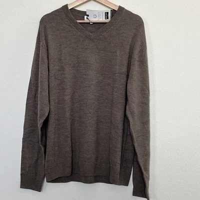 Suéter Pullover Para Hombres TURNBURY LANA MERINO Marrón Claro Cuello en V Manga Larga Talla L Foto 1 de 2