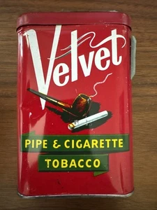 Vintage Velvet Pipe and Cigarette Tobacco Tin - empty. Good for storage. - Picture 1 of 4