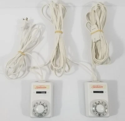 Cobertor aquecido elétrico Sunbeam controlador duplo cabo de 3 pinos 613A 54KQ quadrado  - Imagem 1 de 4