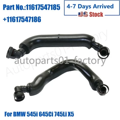 2PCS Crankcase Breather Hoses Left & Right Fits For BMW 545i 645Ci 745Li X5 - Image 1 of 4