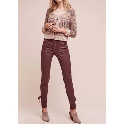 Anthropologie Pilcro новый без ЯРЛЫКОВ женщин сценарий с покрытием бордовый шнурует вверх Hi-Rise Jean 29 - Изображение 1 из 4