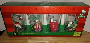 Juego de 4 vasos de pinta PEANUTS 16 oz Snoopy Charlie Brown vacaciones Navidad 2013 - Imagen 1 de 11