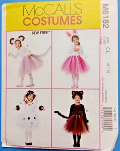McCall's Sew Free Pattern M6182 Furry Ears Mouse Dog Cat or Bunny Costume Sz 6-8 - Picture 1 of 3
