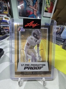 2024 Leaf Pro Set Travis Hunter 1/1 Pre-Produzione Proof Gold Acetato - Foto 1 di 2