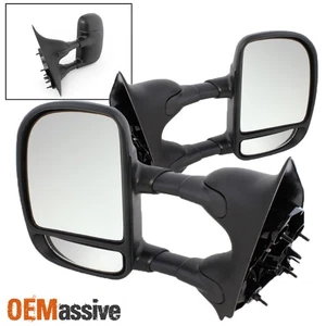 Fit Excursion 99-16 Superduty Manual Extendable Towing Trailer Side Mirrors Pair - Picture 1 of 8