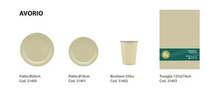 Kit Coordinato Party Festa Compleanno Monouso Cartoncino colore AVORIO - Foto 1 di 1