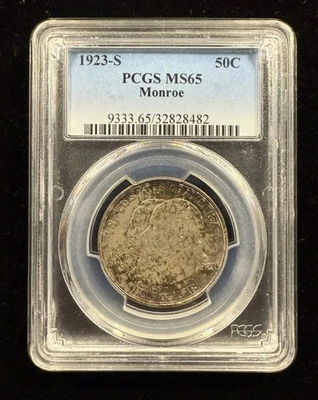 1923-S 50C Monroe Commemorative Half Dollar PCGS MS65 Item#196 - Image 1 of 4