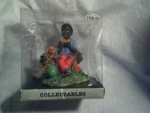 1990's BLACK MAN FIGURINE WITH DOG River Grove Pottery Works, african american - Picture 1 of 4