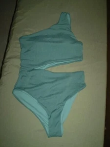 Women's One Shoulder Bow Cut Out One Piece Swimsuit - MINT GREEN - Picture 1 of 6