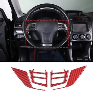 Red Carbon Car Steering Car Wheel Button Cover Trim For Subaru Forester 2013-18 - Picture 1 of 11