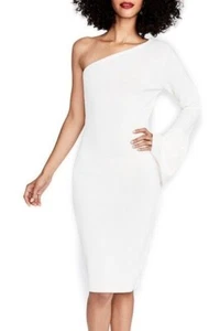 $129 Rachel Roy One Shoulder Bell Sleeve One Shoulder White Dress XS - Picture 1 of 2
