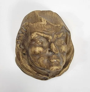 Chalkware Monk Face, Deadly Sins Antique Match Pipe Candle Holder - Picture 1 of 12