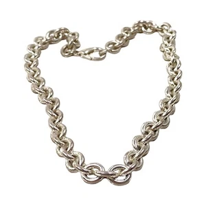 Grunge Punk Chain Necklace 15 In Silver Plated Chunky Rolo Choker Cosplay Party - Picture 1 of 14