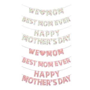 Cheerful Mother’s Day Bunting - Mothers Day Flag to Celebrate Moms Home Party - Picture 1 of 14