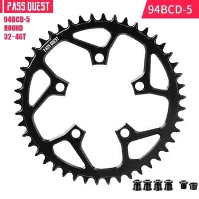 94BCD 5 Bolt Round Narrow Wide Chainring 32T-46T 10 11 12 Speed Bike Chainwheel - Image 1 of 4