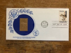 1979 Seeing For Me First Day Issue 15ct Cover With Gold  Replica Stamp - Picture 1 of 2