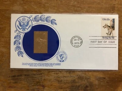 1979 Seeing For Me First Day Issue 15ct Cover With Gold  Replica Stamp - Image 1 of 2