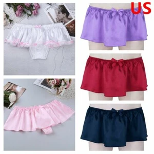 Men Sissy Lingerie Soft Satin Skirted Briefs G-string Thong Panties Underwear - Picture 1 of 55